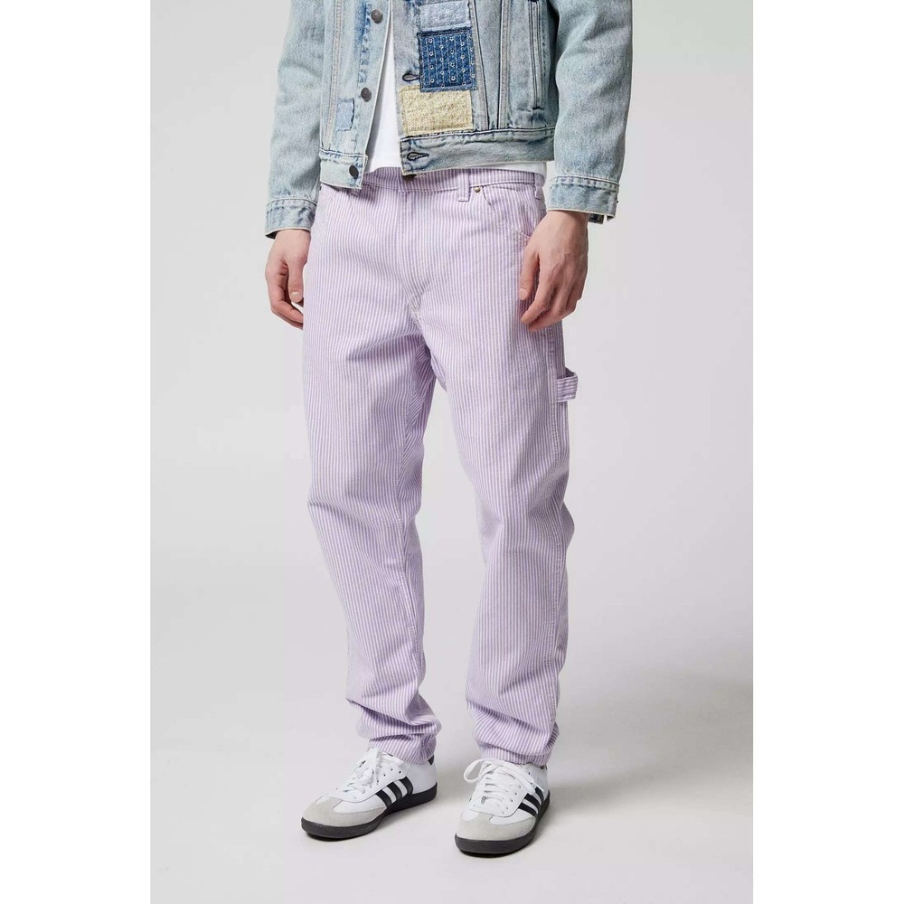 Dickies Garyville Hickory Stripe Carpenter Pants Purple White 36x32 WPR33EUG